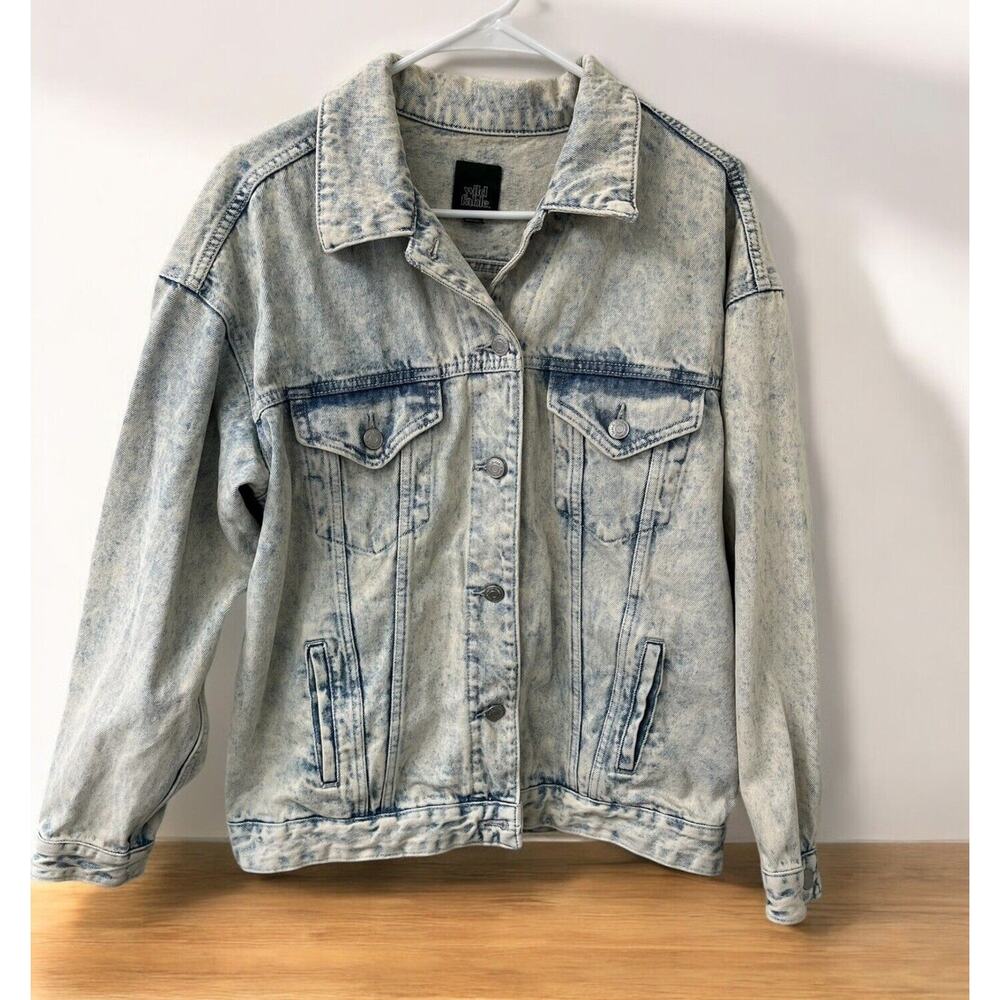Women's SIZE Small Wild Fable Light Wash Blue Jean Denim Jacket Button Up Bleach